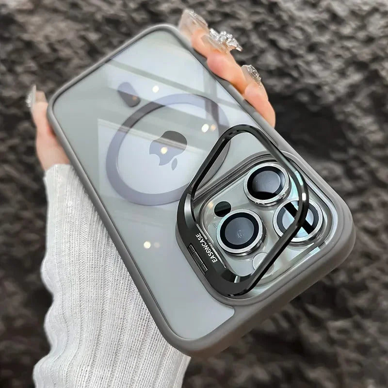 Luxury Magnetic Shockproof Phone Case For iPhone  18 16 17 15 14 13 12 11 Pro Max Funda For Magsafe Stand Lens Protector Cover