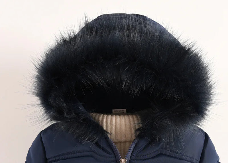 1-5 Years Flowers Autumn Winter Girls Jacket Fur Collar Keep Warm Little Princess Coat Hooded Zipper Baby Outerwear Kids Clothes