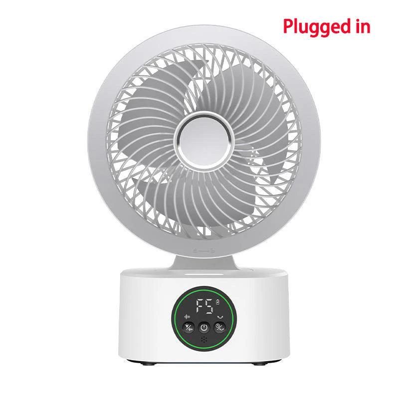 Portable Air Circulation Fan Smart Voice Remote Control USB Rechargeable Desktop Wall-Hanging Shaking Head Fan with Nightlight