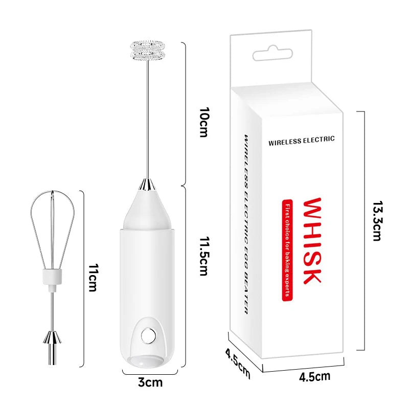 Wireless Milk Frother Electric Handheld Dry Battery Powered Blender Mini Coffee Maker Whisk Mixer For Coffee Cappuccino Cre