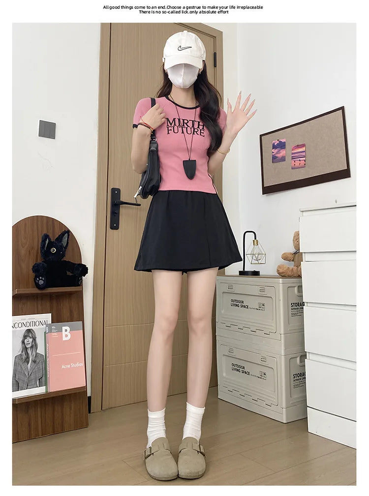 Women's Cargo Skirt Pants 2026 Summer High Waist Loose Fit 5-Pocket Casual Shorts Ice Silk Culottes Streetwear