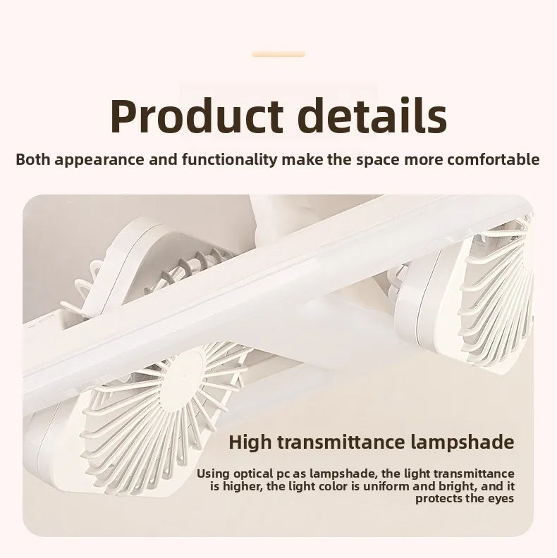 3000K-6000K E27 Ceiling Fan Light with Remote Control Dimming Speed Control Dual Head Fan for Air Circulation Silent Fan Light
