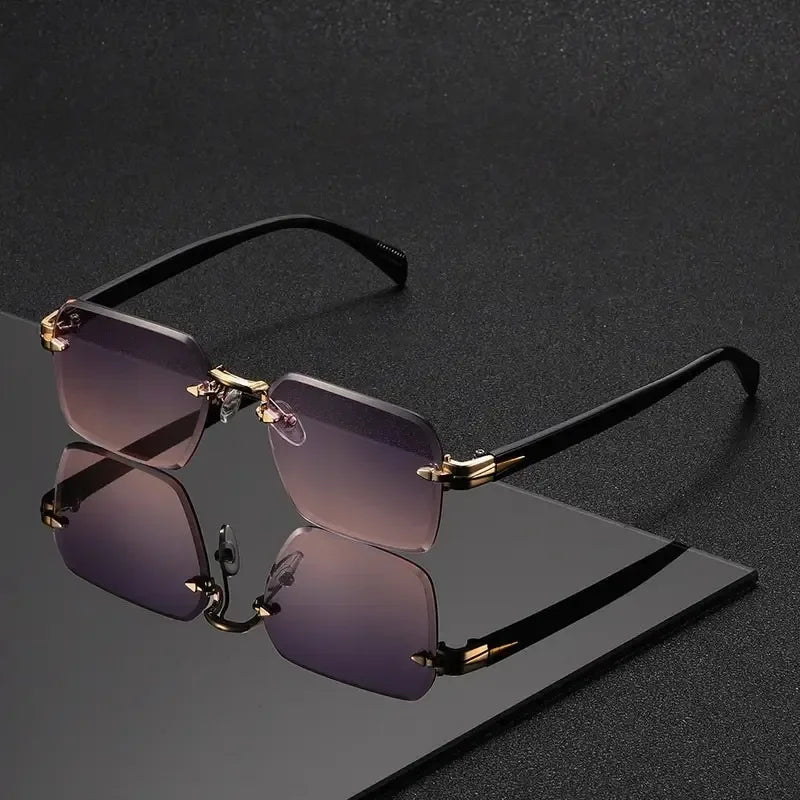 Rimless Sunglasses Rectangle Fashion Popular Women Men Shades Small Square Sun Glasses for Female Male Summer Traveling Oculos