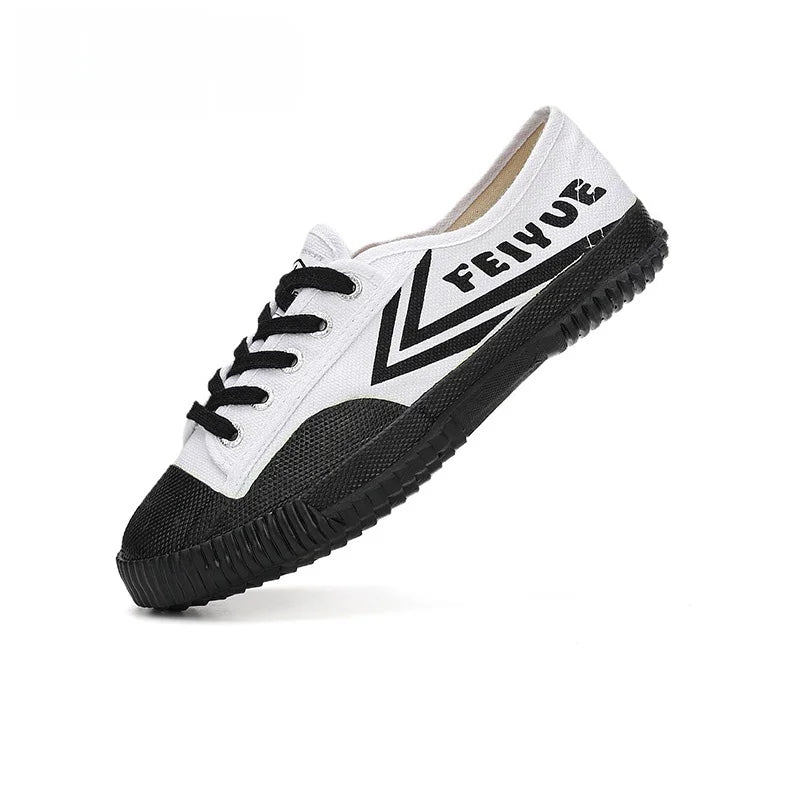 DaFu Flying Men's Running Jump Far Athletic Shoes Sports Women's Canvas Couple's Black Shoes Low Top Breathable Rubber Sole