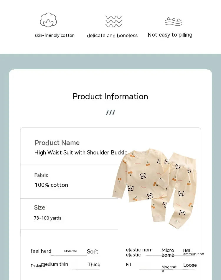 Two-Piece Baby Sleepwear Set Pure Cotton Top and Bottom Set Newborn Separate Homewear Set Toddler Spring, Autumn, and Winter Sle