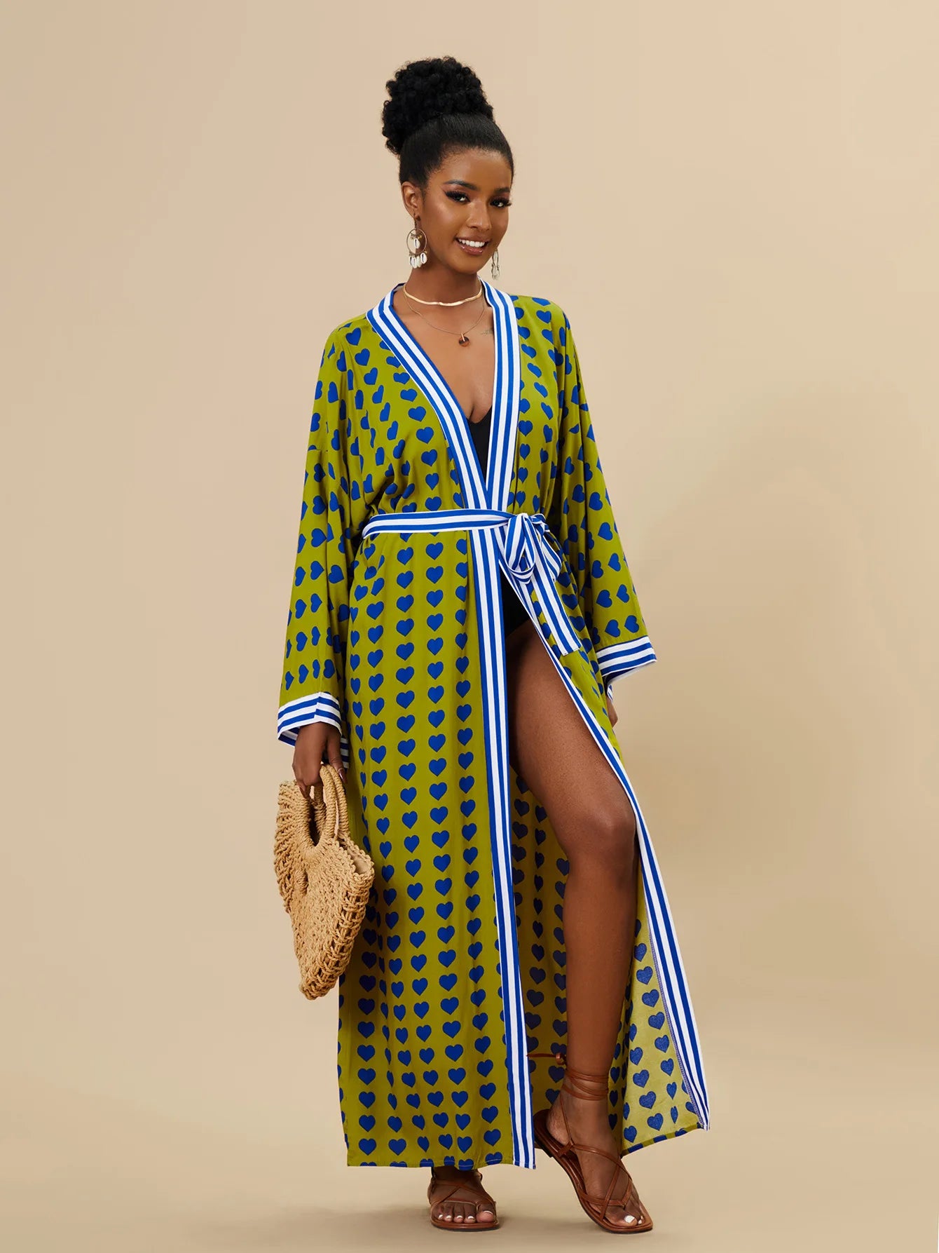 Zebra Beach Cover Ups for Women Long Sleeve Kimono Dress Self Belted Rayon Elegant Pareo 2023 Bathing Suits Holiday Beachwear