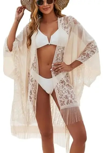 Sexy Elegant Lace Beach Cover Up for Women, Bathing Suit Cover Up, V-Neck Swimsuit Coverup for Poolside, Seaside and Party