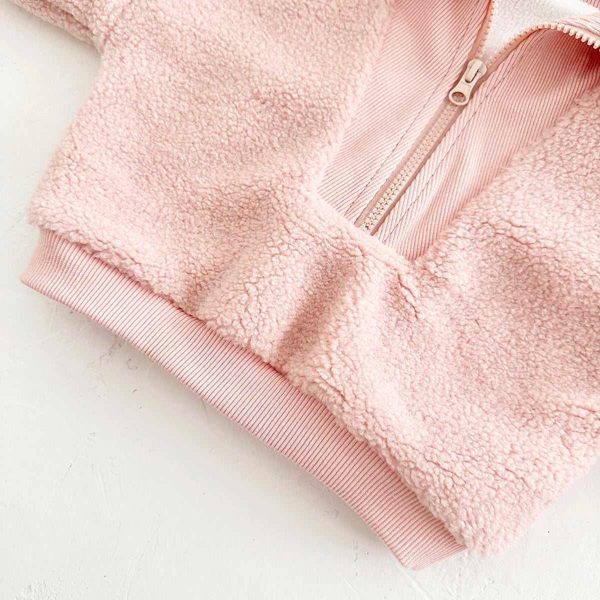 New Winter Baby Boys Girls Coats Fake Lamb Wool Solid Colour Zippered Jacket Top Kids Coat Jackets Children Clothes Overcoats