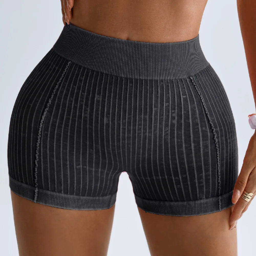 Women Yoga Shorts Back V-shape Waist Sport GYM Running Cycling Tight Seamless Fitness Outdoor Short Pants