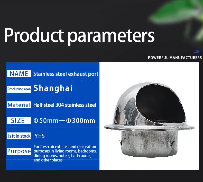 Round Wall Vent Cover, 304 Stainless Steel Vent, Hemispherical Grille Vent Cover, Wall Vent Cover, Stainless Steel Exhaust Vent, Round Vent Cover Suitable for Outdoor Ventilation Systems, Dryer Exterior Vent Cover, Stainless