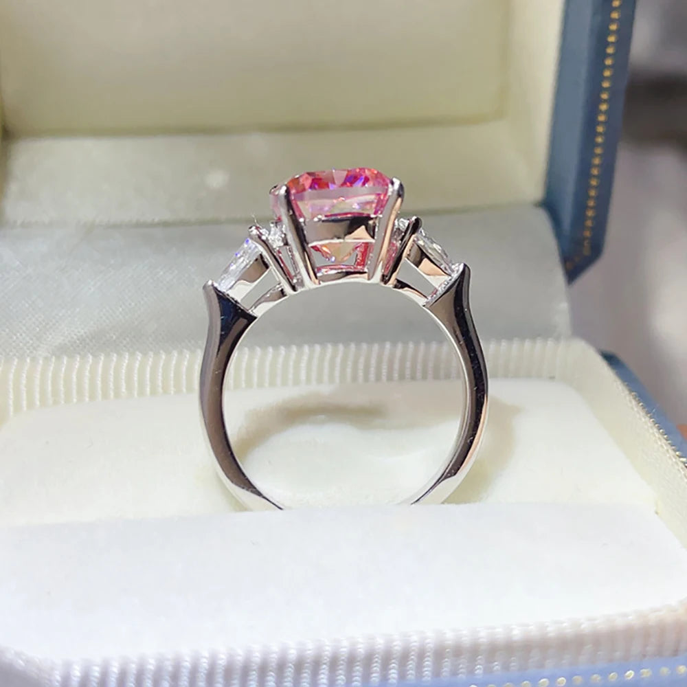 Serenity 5ct Pink Cushion Cut Moissanite Rings for Women Men 100% S925 Sterling Silver Band Jewelry Pillow-shaped Eternity Rings