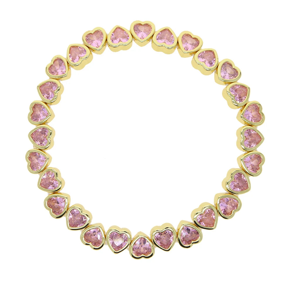 New Iced Out Bling CZ Geometric Stretchy Stretch Double Tennis Chain Bracelet Adjusted Size Bangle For Women Fashion Jewelry
