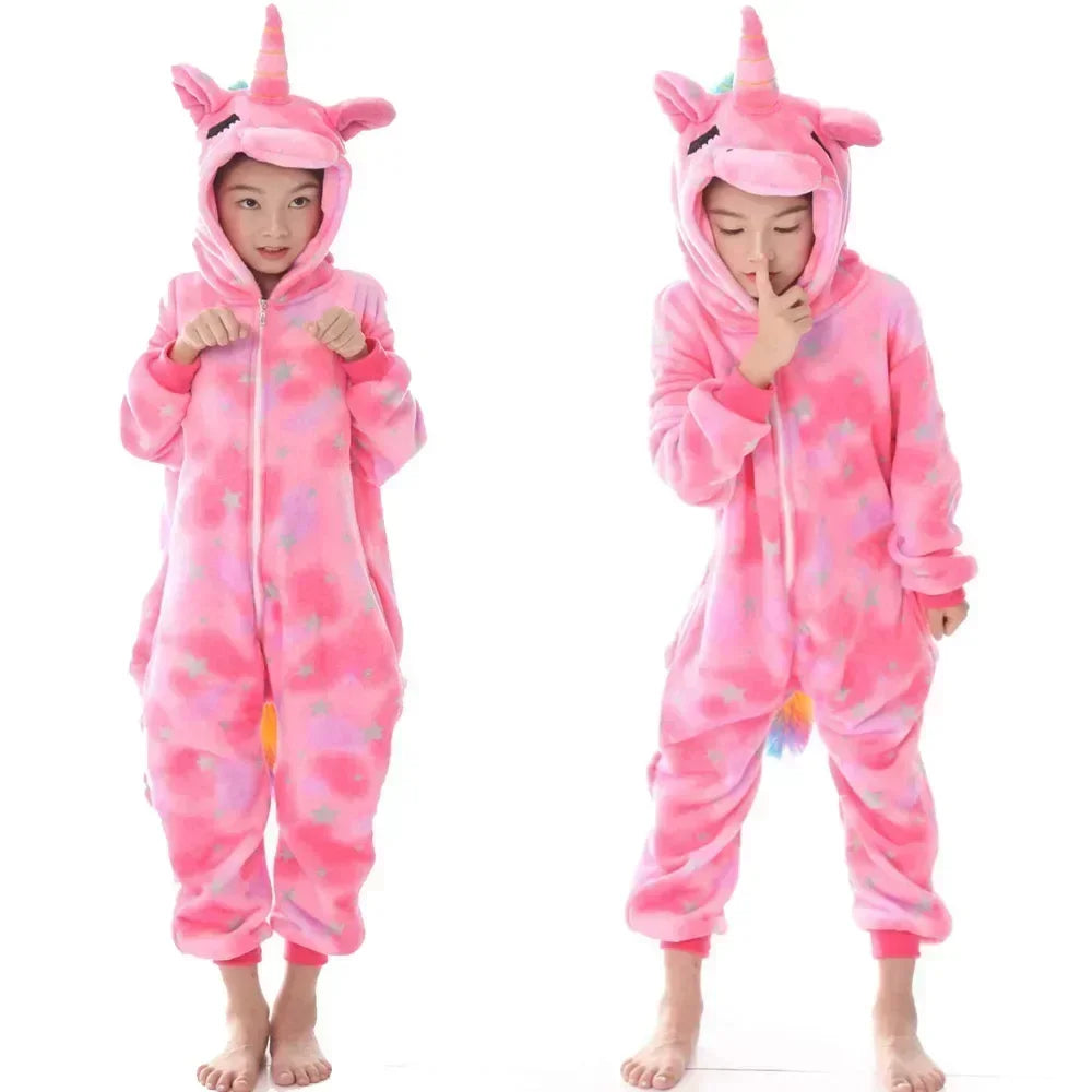 Baby Girl Clothes Kigurumi Children Unicorn Pajamas Winter Animal Cartoon Sleepers Stitch Cat Onesie Kids Costumes Jumpsuit