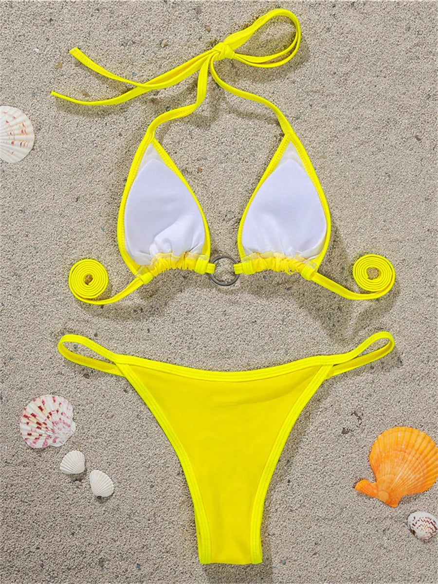 Sexy Sequin Rhinestone Bikini Women Black Diamond Micro Swimwear Braizilian Ring Linked Push Up Bathing Suit Thong Swimsuit 2026
