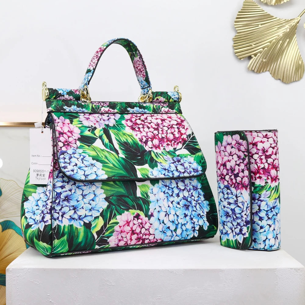 Luxury Women Bags Leather Vintage Painting Art Purse Handbags Girl Shoulder Bag Fashion Cross Body Messenger Bag Female Totes