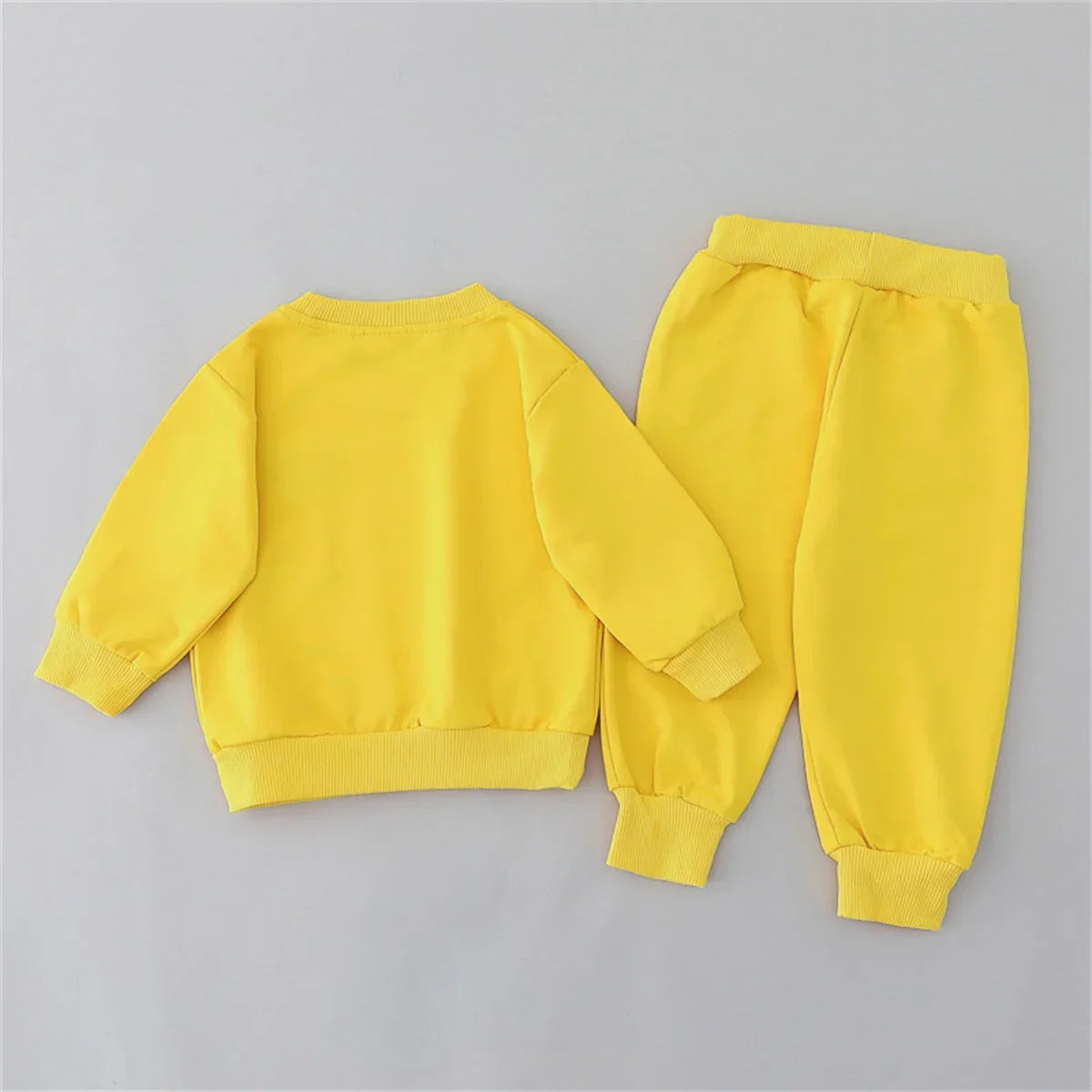 2PCS Children's Set Spring and Autumn Simple Little Bear Head Round Neck Long Sleeve Pants Outdoor Set for Young Children