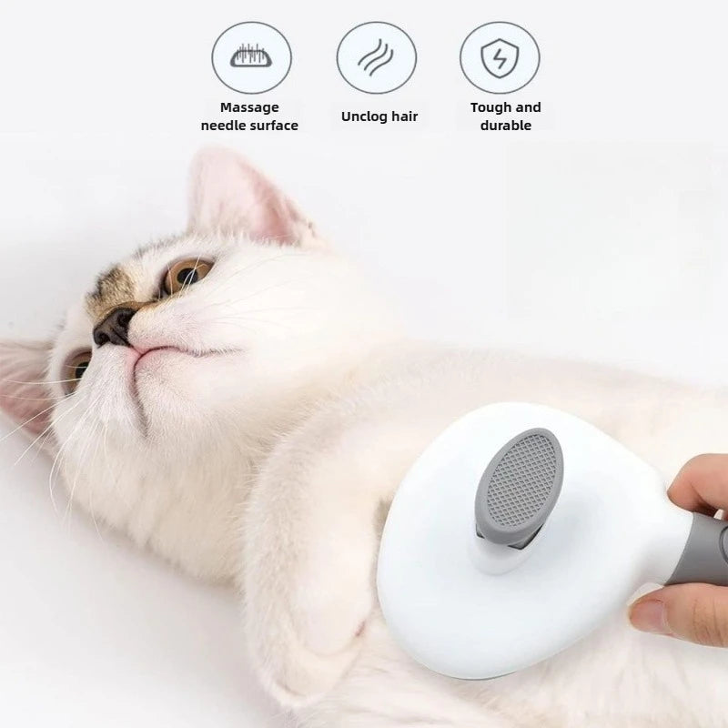 Pet hair removal comb self-cleaning cat grooming supplies cat anti-slip handle slicker brush dog cat hair removal accessories