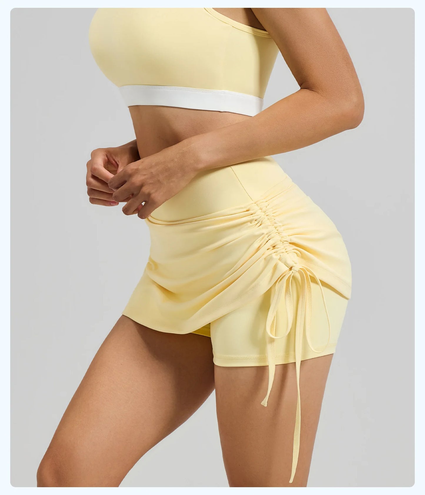 Fitfemme Women's Sports Skirt with Inner Shorts - Ruched Side and Drawstring - Perfect for Workout 2025 New