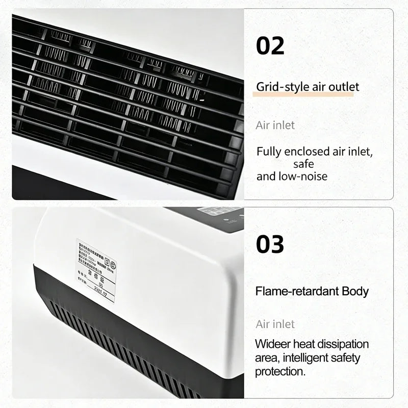 Electric Air Conditioner Fan Wall Mount Easy Temperature Timer Heating and Cooling Fan Space Heater Fan with Remote Control