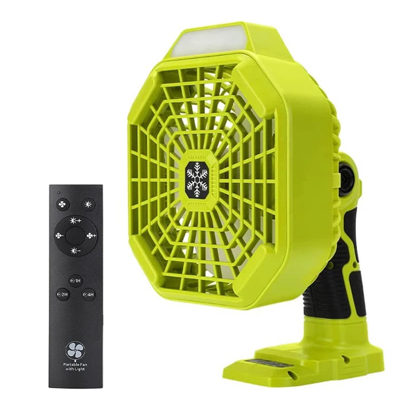 Multifunction Fan with LED Light for Ryobi 18V Battery Portable Outdoor Camping Fan with Remote Control for Travel Garage Office