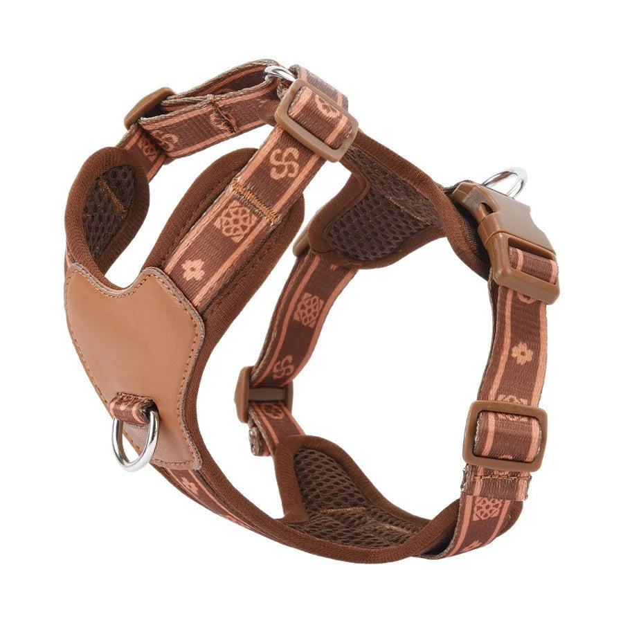Pet Dog Harness with Durable Webbing  Anti-Deformation Alloy Ring 4 Points Adjustable Breathable Reflective Pet Leash Small Dog