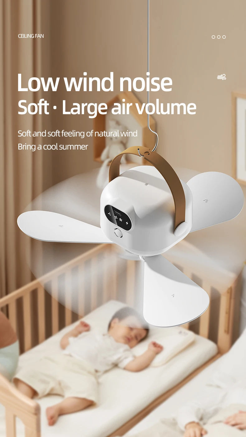 Ceiling Fan Portable Camping Tent Ceiling Canopy Fan 8000mah Rechargeable Wireless Fan Air Circulators with Remote Control Light
