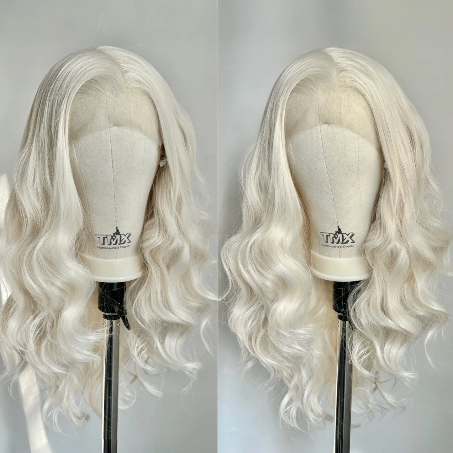 Long Blonde Body Wave Lace Front Wigs for Women Free Part White Platinum Blonde Curly Wavy 13X4 Glueless Synthetic Daily Cosplay