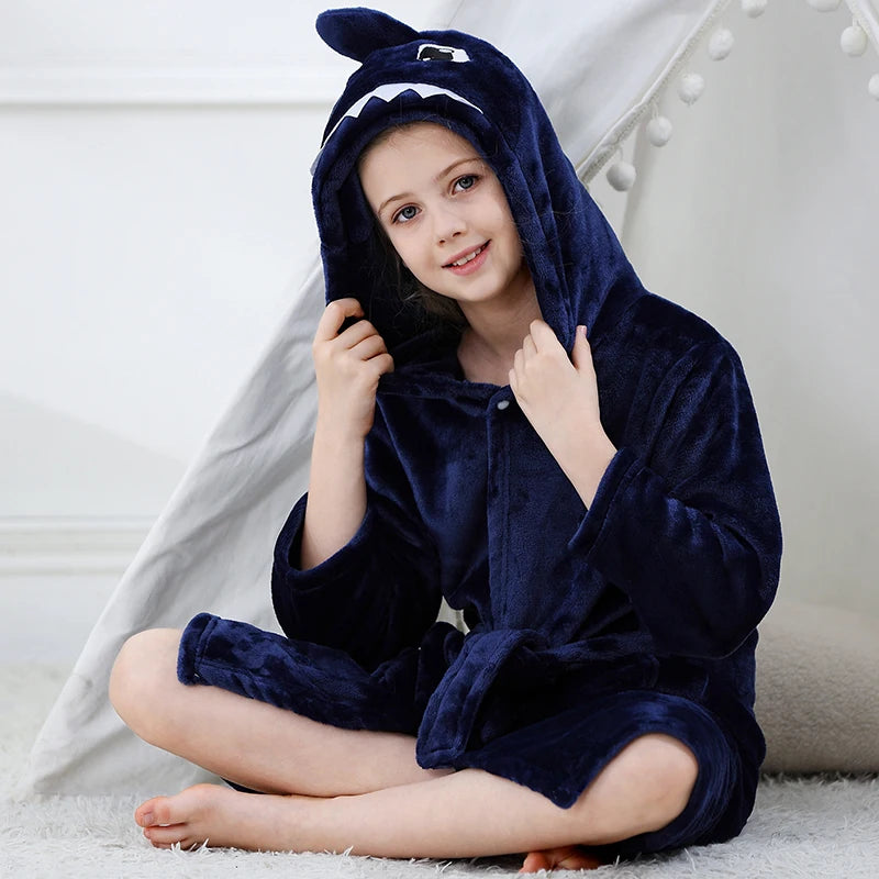 Halloween Dinosaur Bathrobes for Children 3 5 7 9 11 13 Years Kids Animal Flannel Homewear Boy Hooded Sleepwear Girls Nightgown