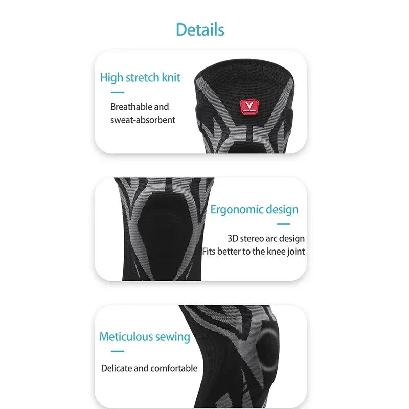 Durable Professional Knee Brace for Basketball Workout Antislip Strip Side Stabilizers Sport Knee Support with TPE Pad