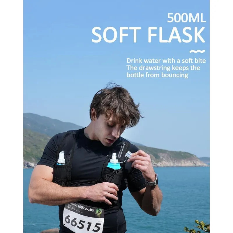 Women's Men's Running Vest Adjustable Chest Strap Running Hydrating Vest Lightweight Reflective Hydrating Backpack