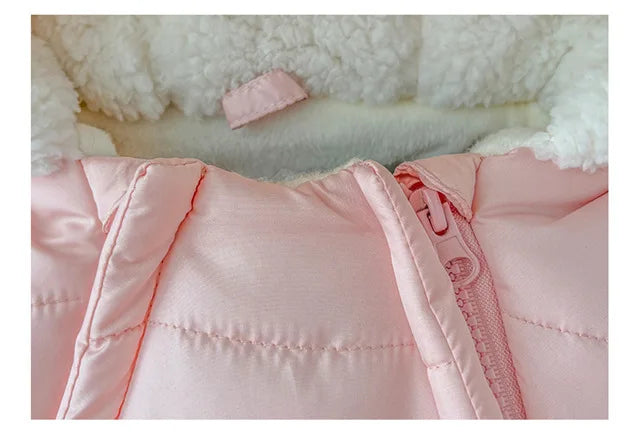 Newborn Baby Winter Hooded Romper Double Zippers Cotton-padded Warm Thicken Rompers Toddler Playsuit Infant One-piece Clothing