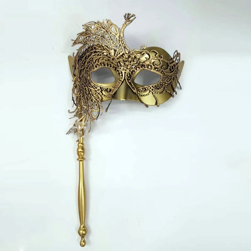 Halloween Costume Masks For Women Plastic Halloween Party Accessories For Women Masquerade Ball Masks With Stick For Masquerade