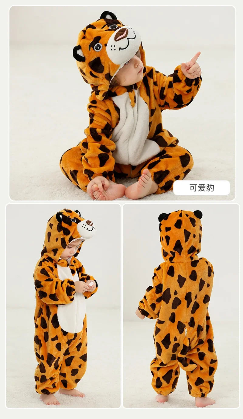Newborn Baby Deer Animal Cartoon Romper Clothes Girls Pajamas Long Sleeve Hooded Onesies Infant Boys Costumes For Christmas