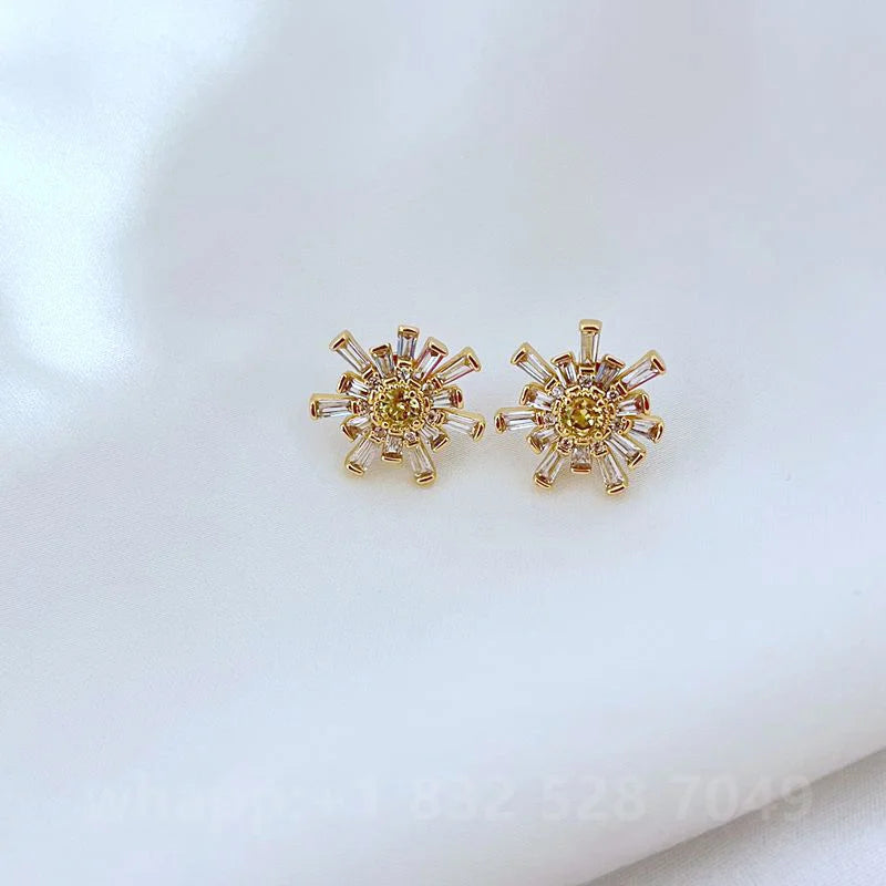 1:1 KS Jewelry Gold Stud Earrings For Women Fashion Jewelry Birthday Gift