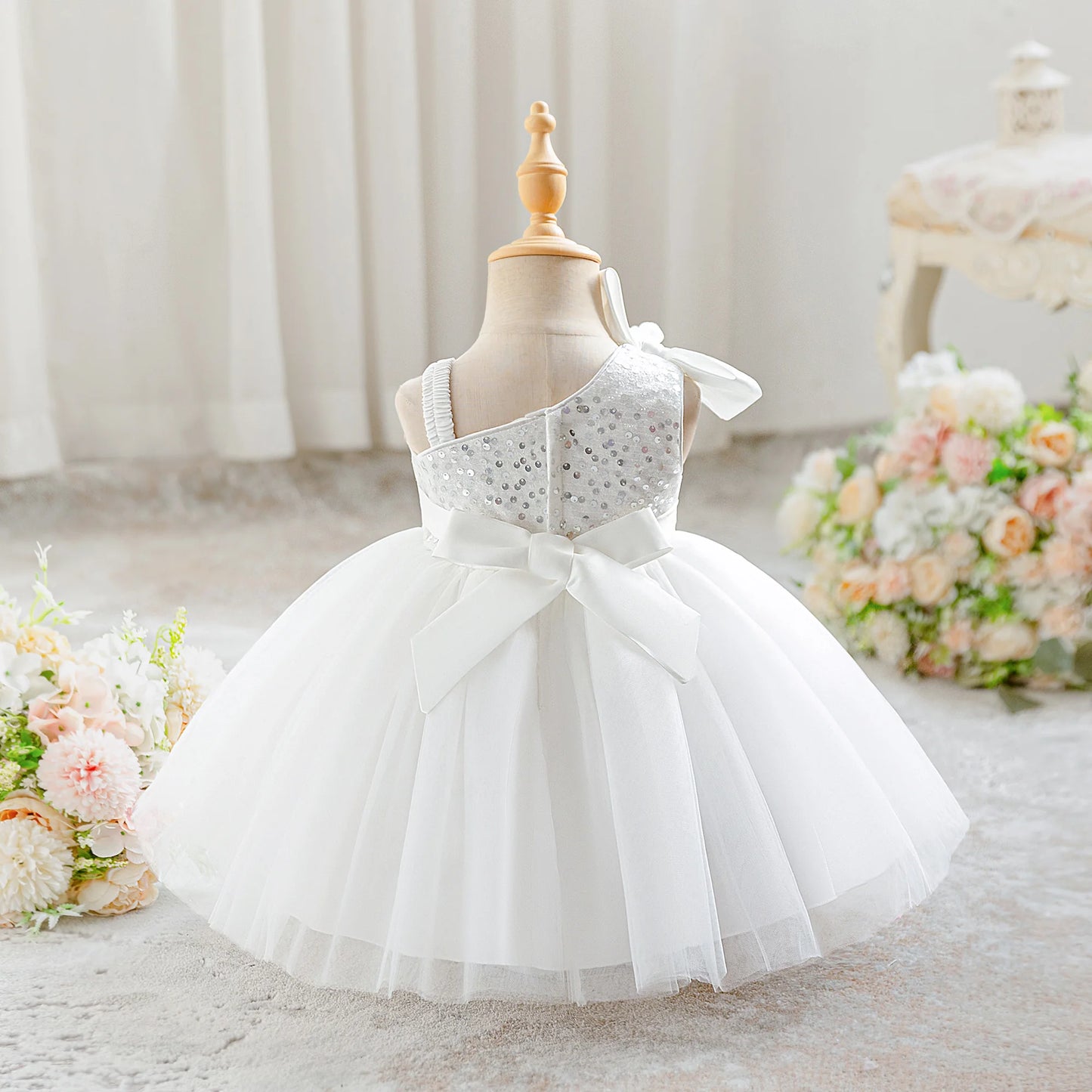 Toddler Baptism Party Baby Girls Dresses Girls Tulle 1st Birthday Wedding Prom Baby Dress Infant Bridesmaids Christmas Costumes