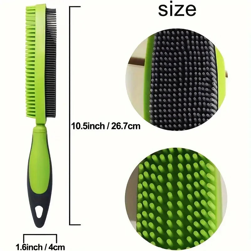 Silicone Pet Hair Brush with Massage - Dog Cat Grooming Tool, Easy Clean for Clothes Car Furniture