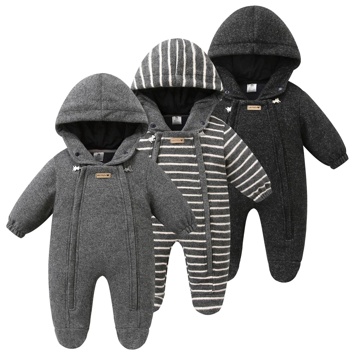 Ircomll New Winter Autumn Infant Newborn Rompers Composite Wool Inside Fleece Girls Boys Jumpsuit Kids Jacket Children Coat