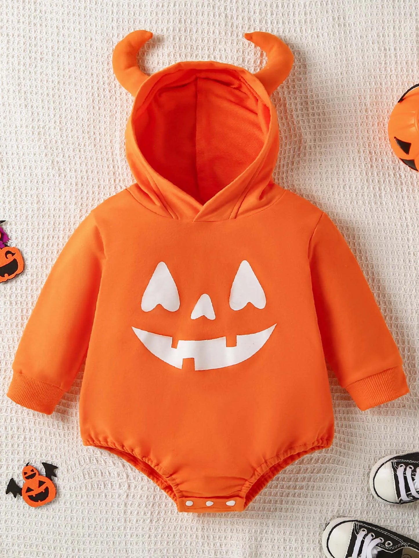 Infant Girls Halloween Theme Party Carnival Pumpkin Ghost Skeleton Cosplay Costume Skull Pumpkin Face Apparition Print Romper