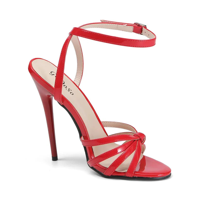 FHC New 16cm High Heels Sandals,Women Sexy Summer Shoes,Fashion Ankle Buckle Strap,Black,Red,White,Customized Colors