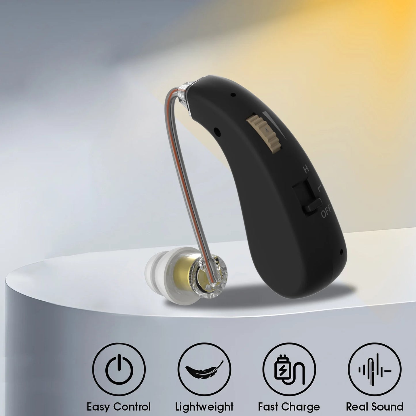 BTE Hearing Aid Ear Sound Amplifier Adjustable Tone Hearing Aids Portable Ear Hearing Amplifier for the Deaf Elderly