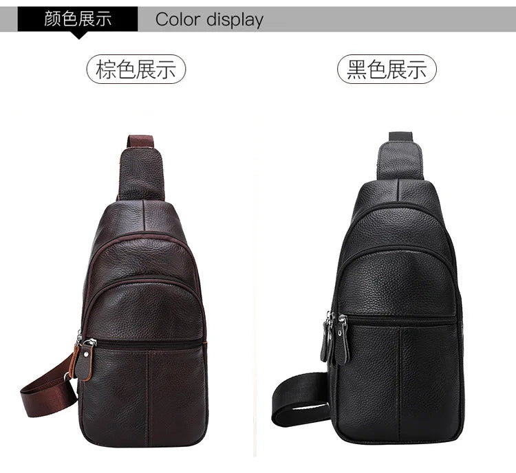 New Leather Chest Cover Layer Cowhide Business Men's Crossbody Bag with High-end Feel and Simple Chest Bag