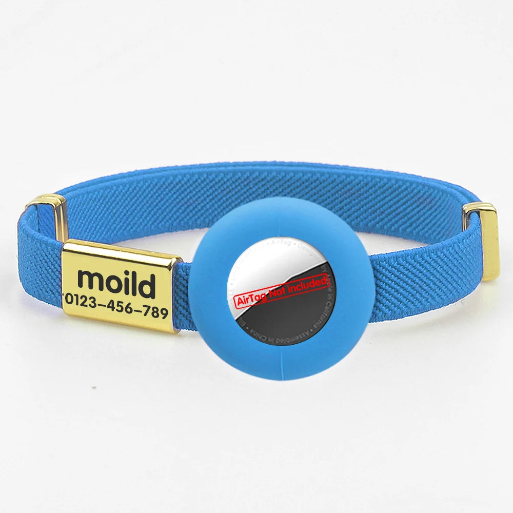 Cute Breakaway Cat Collar with Customized Name Tag Elastic GPS Tracker Kitten Collar with Air Tag Holder Adjustable Pets Collars