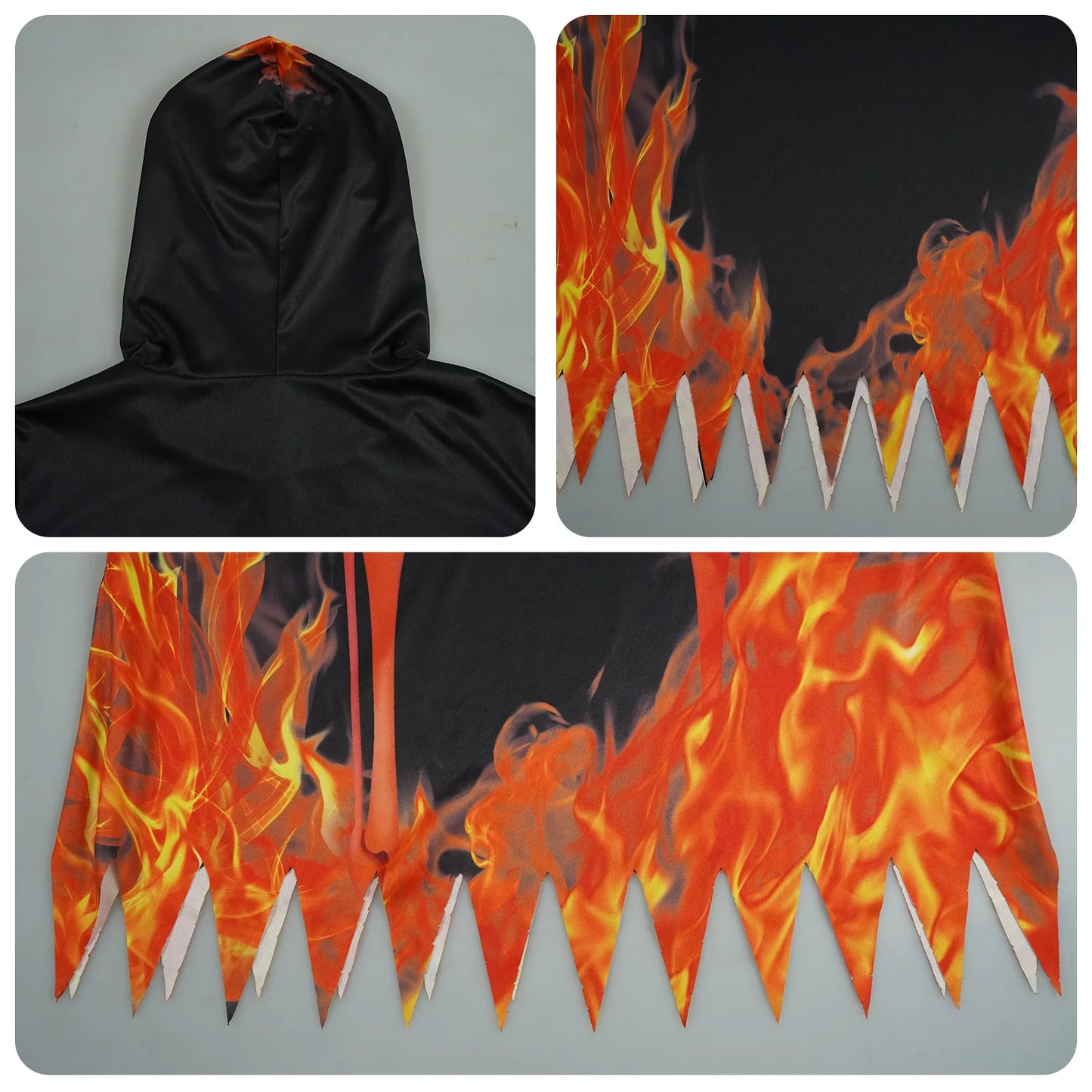 Halloween Costumes Hooded Robe Scary Death Skull Cosplay Suits Party Stage Performance Flame Skeleton Ghost Role Play Outfits