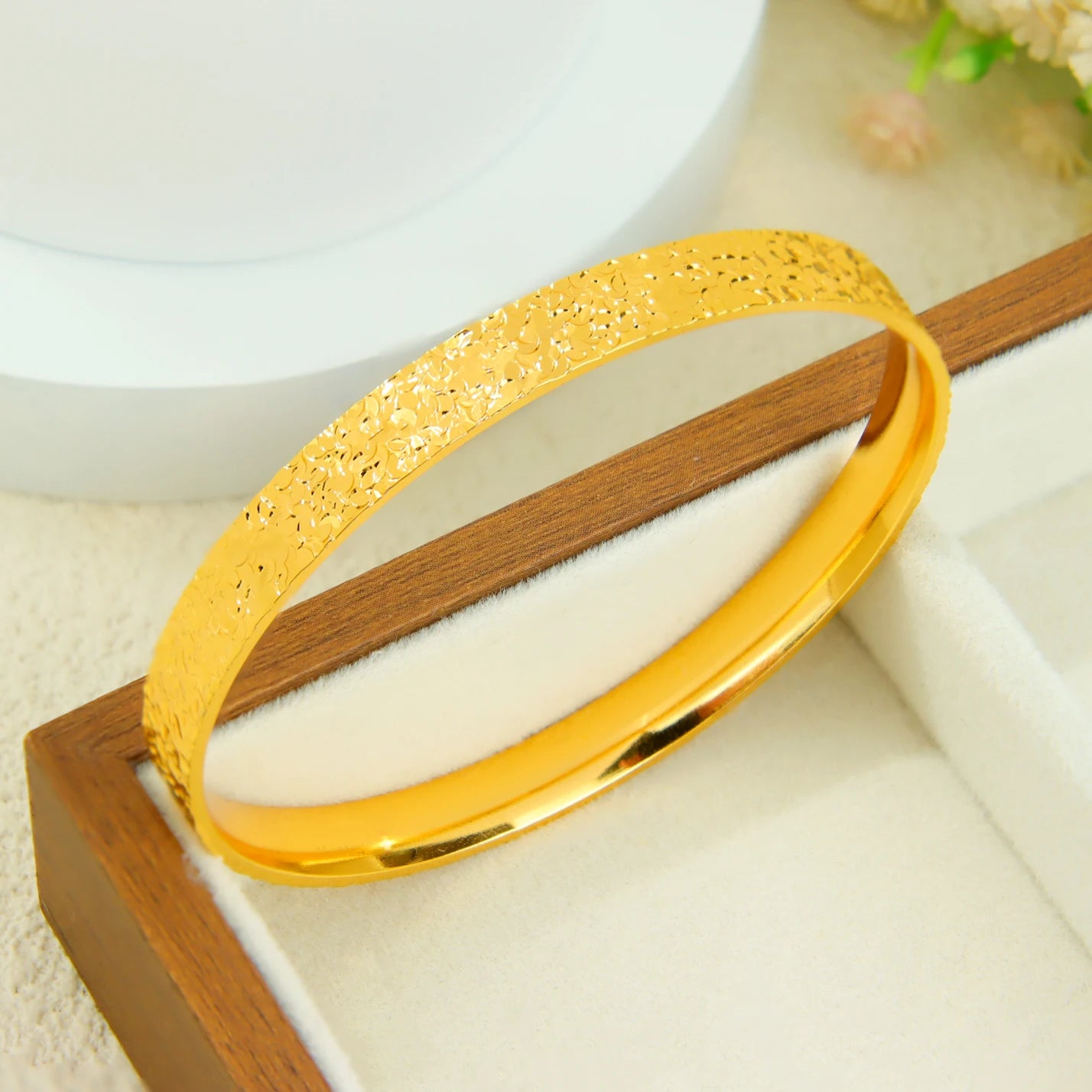 Arabic Bridal Wedding Cuff Bracelet 24k Gold Plated Dubai Simple Fashion Wrap Bangles Oman Women Event Party Daily Jewelry
