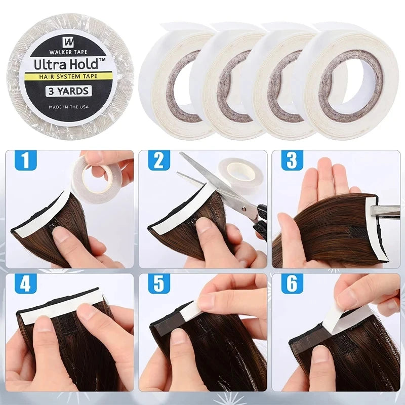 1 Roll Walker Ultra Hold 3Yards Hair System Tape Double Sided Adhesive for Lace Wig Toupee 5 Widths (0.8-2.54cm)