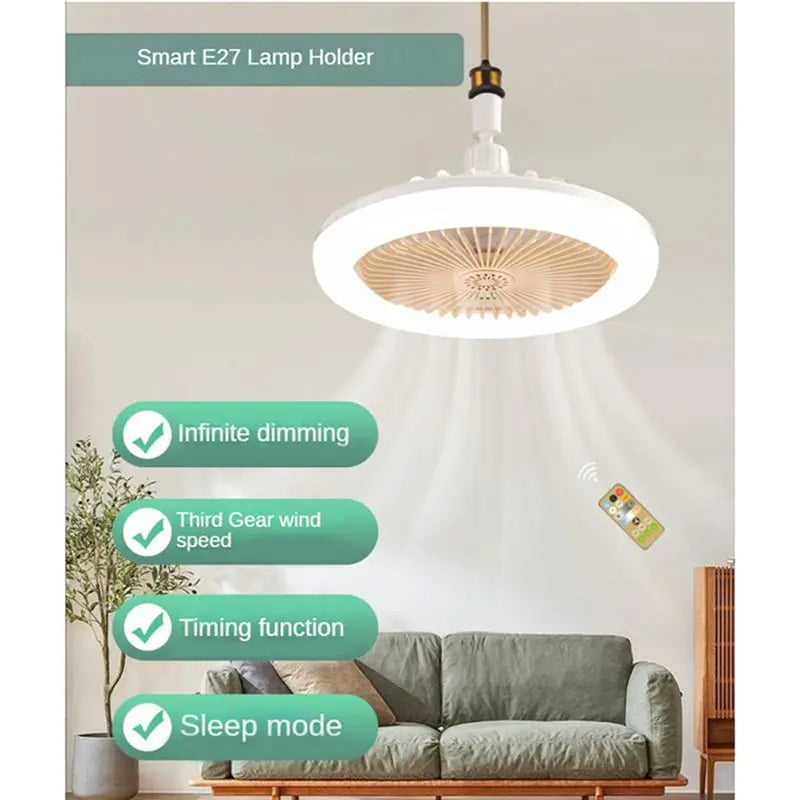 [B25B!】 Ceiling Fan With Remote Control And Light 30W LED Lamp Fan Smart Silent Ceiling Fan E27 Converter Base