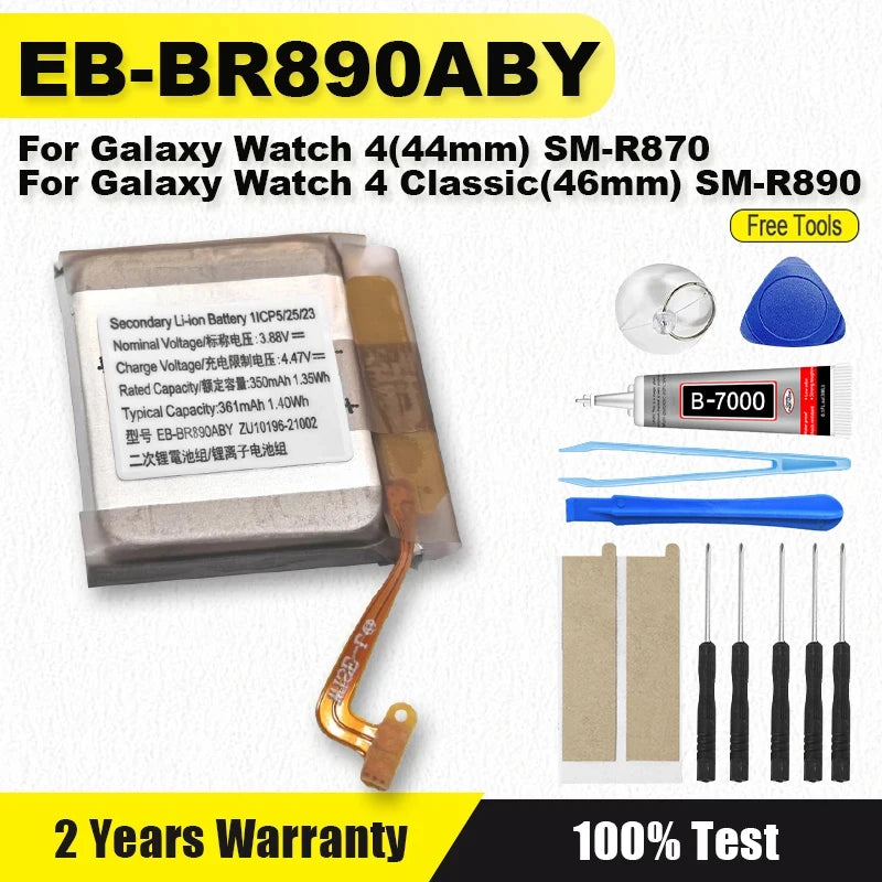 Battery EB-BR880ABY For Galaxy Watch 4/4Classic 40mm/42mm EB-BR890ABY For Galaxy Watch 4 4/4Classic 44mm/46mm R870 + Tools