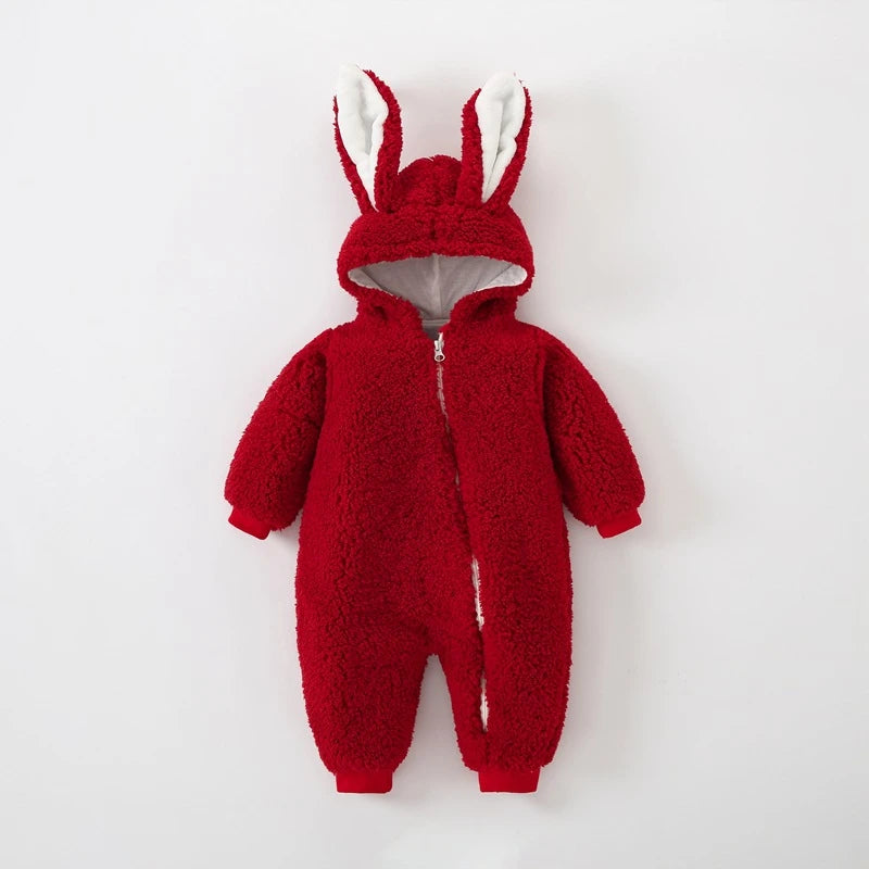 Newborn Baby Winter Warm Romper Girl Overall Polar Fleece Clothes Boys Jumpsuit Costume Infant Rabbit Pajamas Jacket 3-12 Month