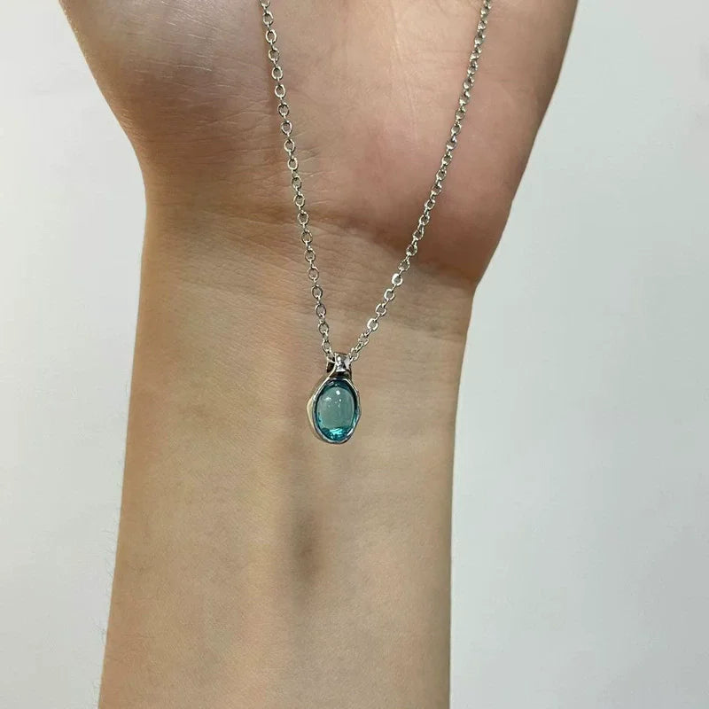 VENTFILLE  925 Sterling Silver Black Agate Necklace for Women Girl Snake Bone Chain Water Drop Jewelry Gift Dropshipping