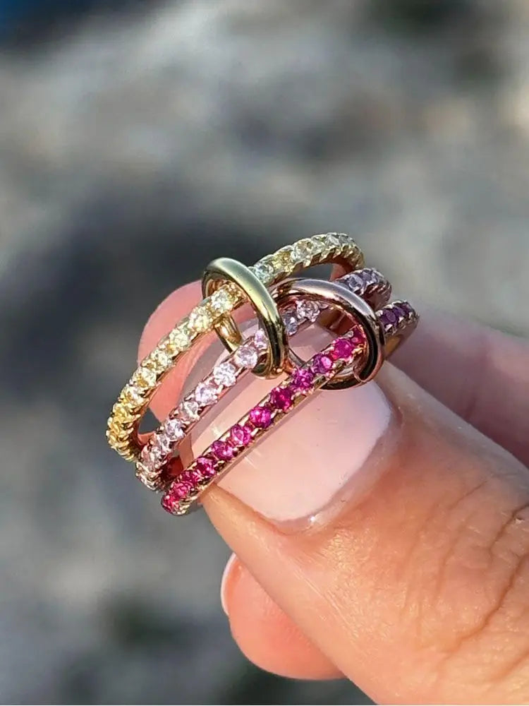 925 Sterling Silver Simple Fashionable Multi-Layer Round Zircon Ring For Women Anniversary Luxury High Quality Fine Jewelry